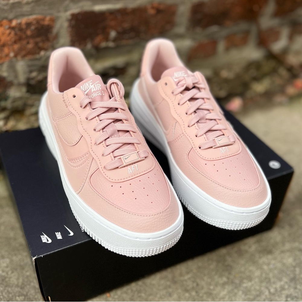 NEW Nike Air Force 1 PLT.AF.ORM Pink Oxford Womens Low Top Leather Shoes Sneaker - Picture 4 of 9